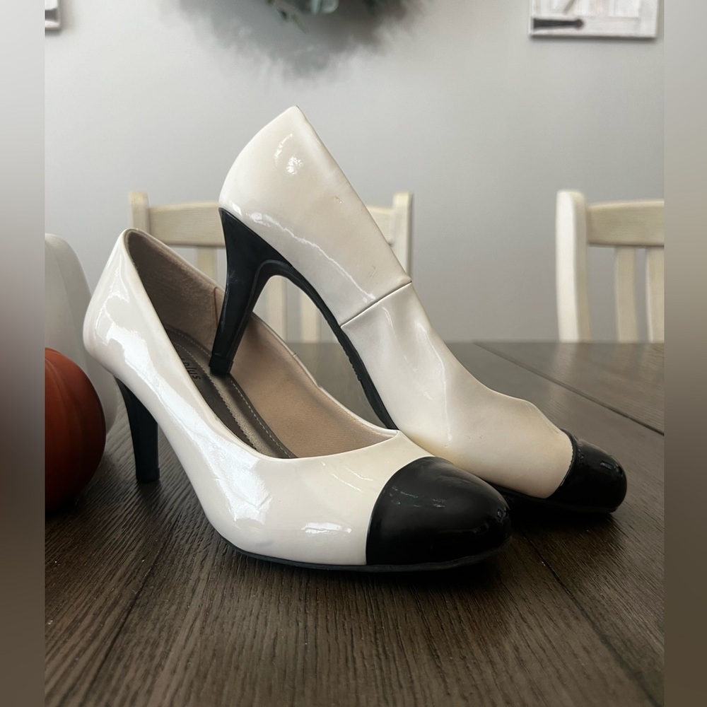 Ivory and Black Pump Heels